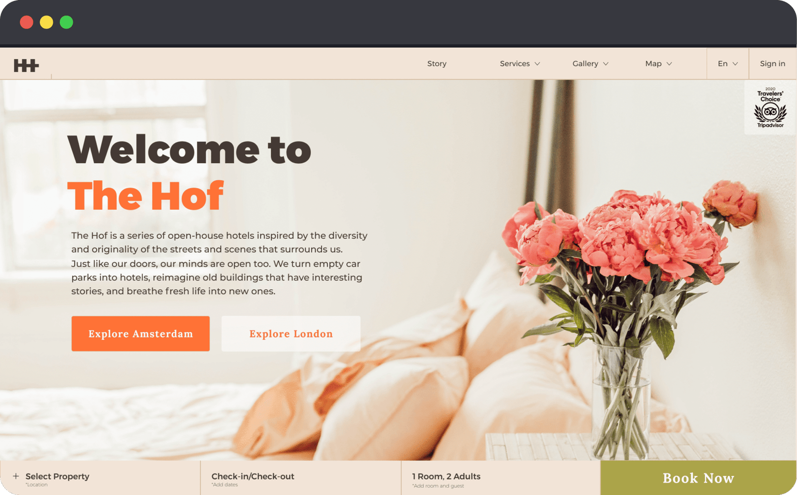 The Hof Hotel Website Design from A-Z the hof hotel desktop mockup